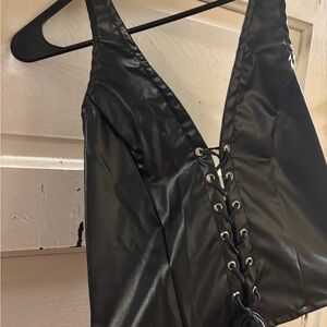 SHEIN Black Lace-Up Top